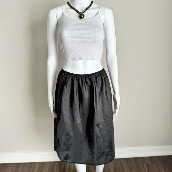Vintage Warners Lace Half Slip Satin Black XL - Picture 6 of 9